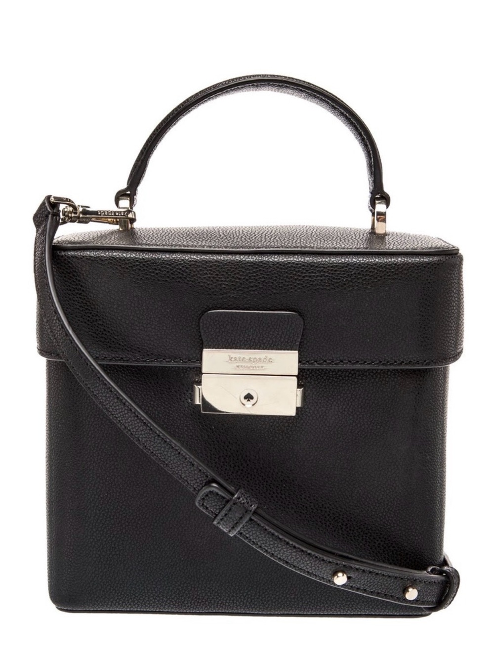 kate spade Black Pebbled Leather Top-Handle Satchel with Strap